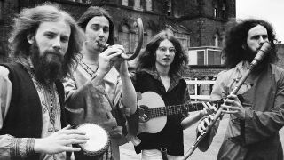 British musicians Dave Oberle, Richard Harvey, Graeme Taylor and Brian Gulland of progressive rock band Gryphon, UK, 21st May 1973. (Photo by P. Felix/Daily Express/Hulton Archive/Getty Images)