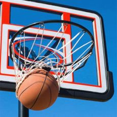 basketball swishing through a hoop
