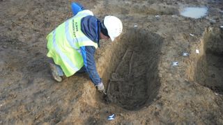 The grave of the man who was crucified. He lived during the third or fourth century A.D.