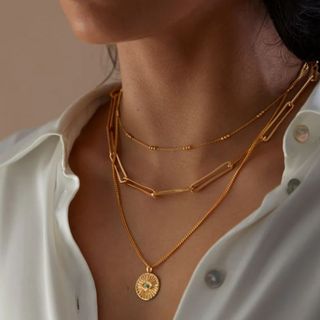 monica vinader stacked layered necklaces