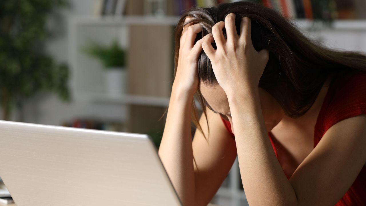 A woman using a laptop