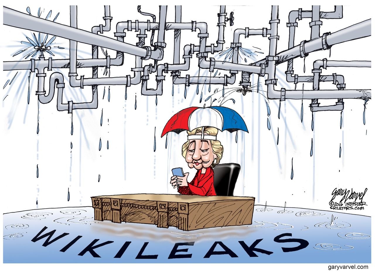 Political cartoon U.S. Hillary Clinton emails Wikileaks