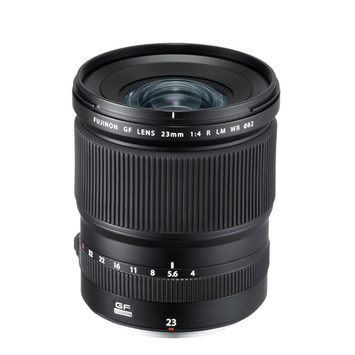 A GF23mmF4 R LM WR 500 lens on white background