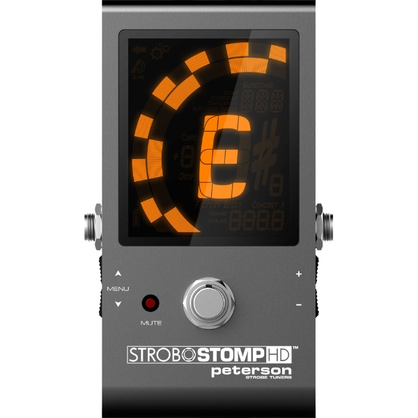 A Peterson StroboStomp HD guitar tuner pedal