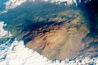 Mauna Kea, seen here on Nov. 1, 2015, from the International Space Station, is Earth's tallest mountain, measured from base to peak.