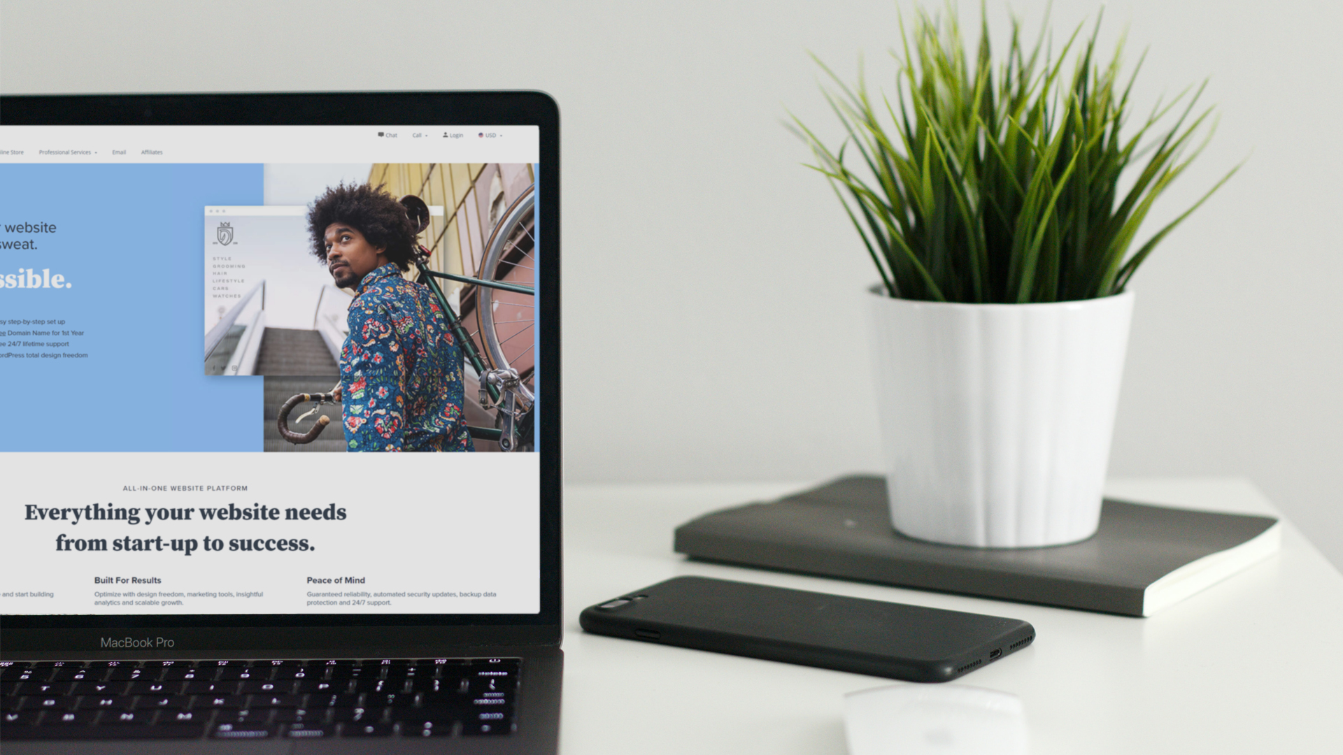 bluehost website displayed on a macbook