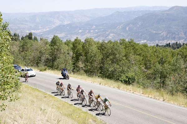 Rock Racing's leaders drove the chase group hard up the day's main climb.