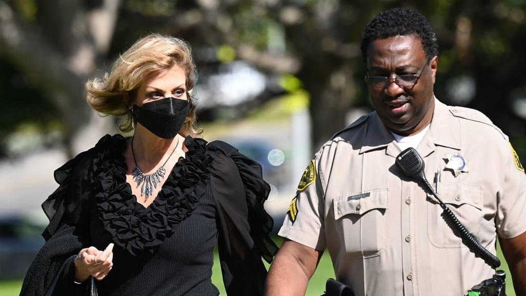 Judy Huth arrives at the Santa Monica Courthouse.