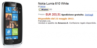 The Lumia 610 is available for pre-order at Amazon Italy