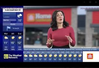 An AI-avatar of the The Weather Network's female presenter and air host who is being used in an ad campaign