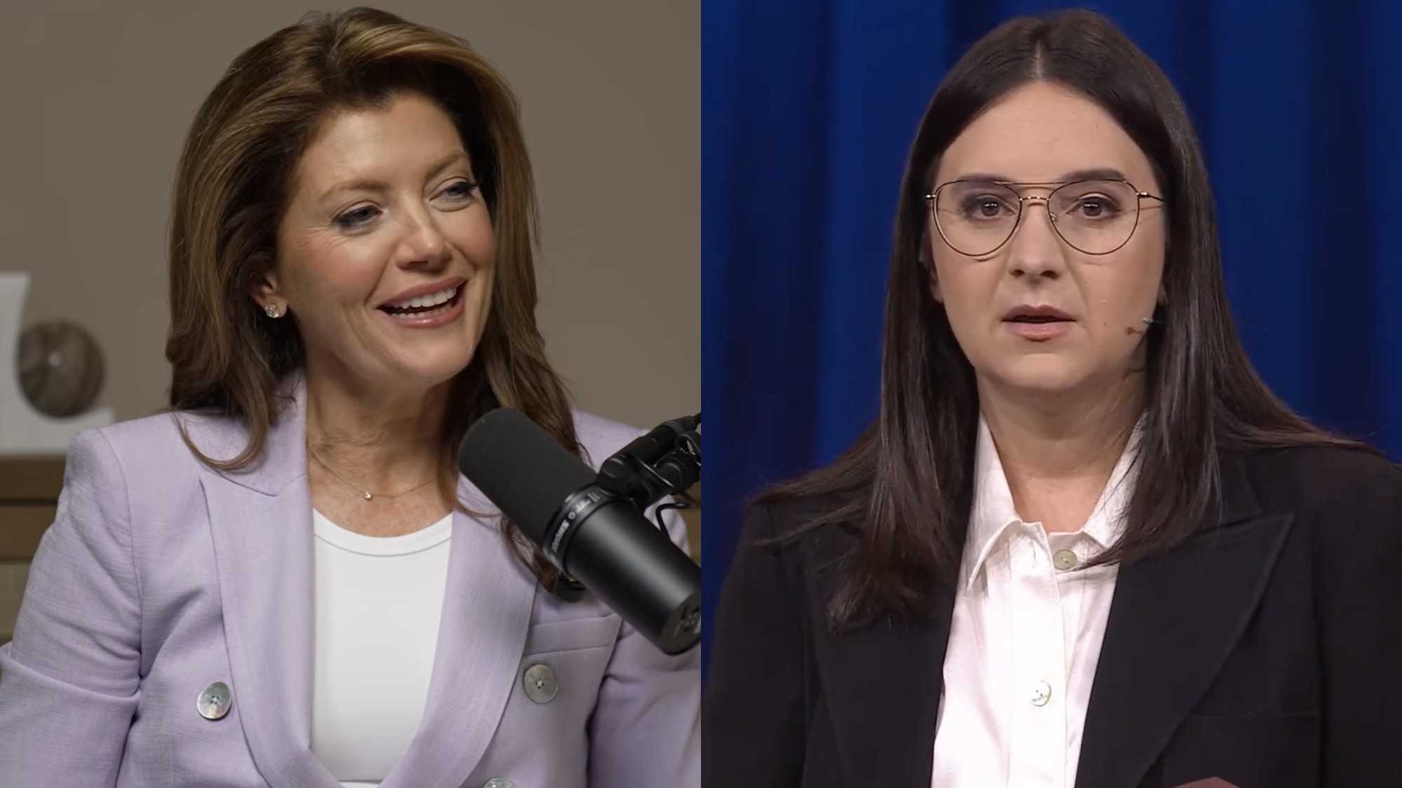 Norah O'Donnell speaks on Healthful, while Bari Weiss speaks at a TED Talk.