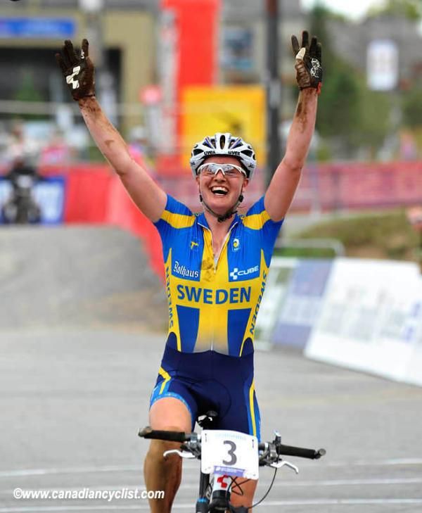 Alexandra Engen (Sweden) wins the under 23 women's cross country race at the 2010 Mountain Bike World Championships