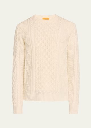 Men's Wool-Cashmere Cable-Knit Sweater