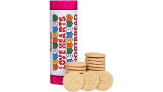 Shortbread biscuits in a keepsake Love Hearts tin