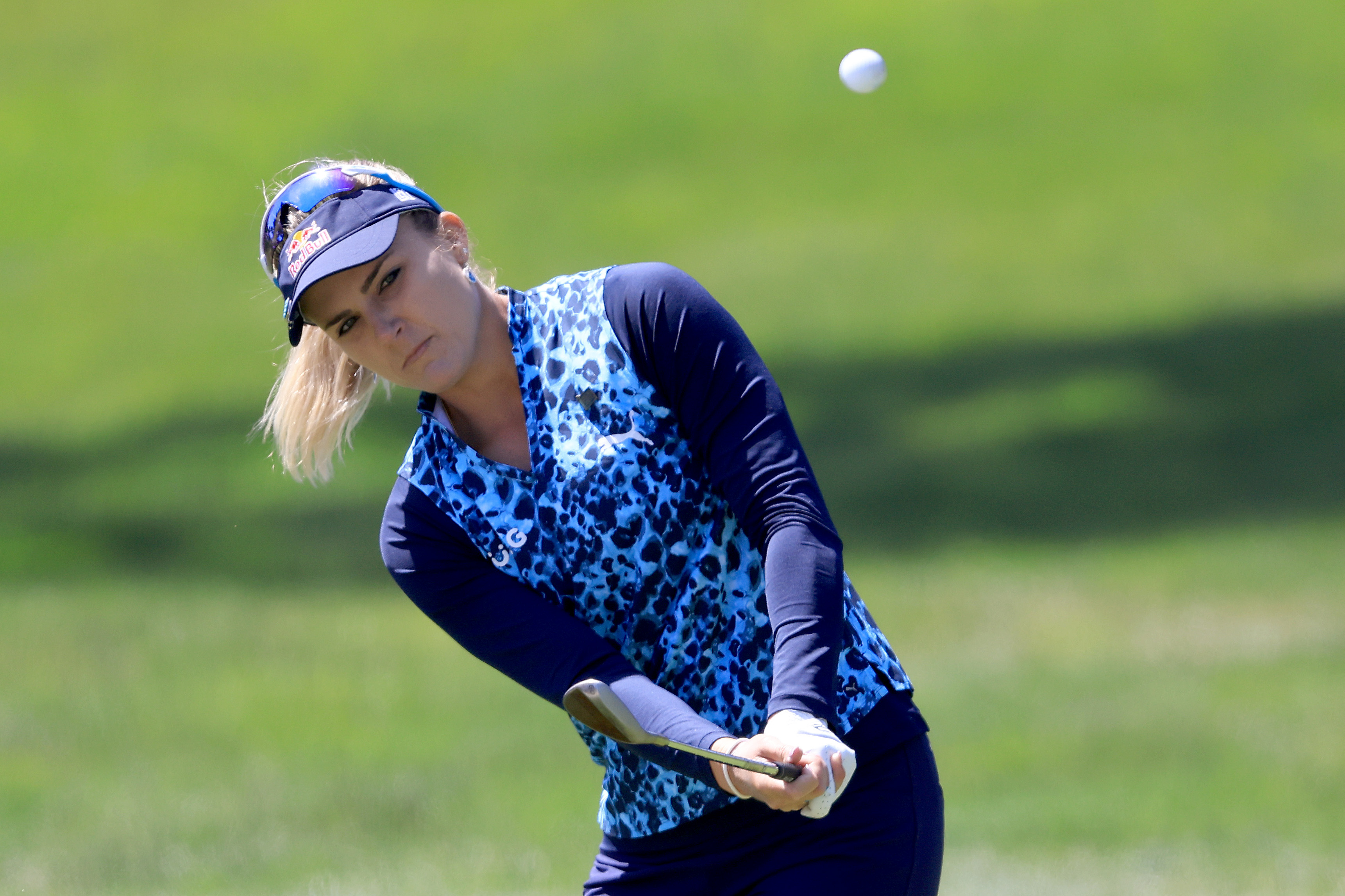 Lexi Thompson chips on the third hole during the final round of the 76th U.S. Women's Open Championship at The Olympic Club