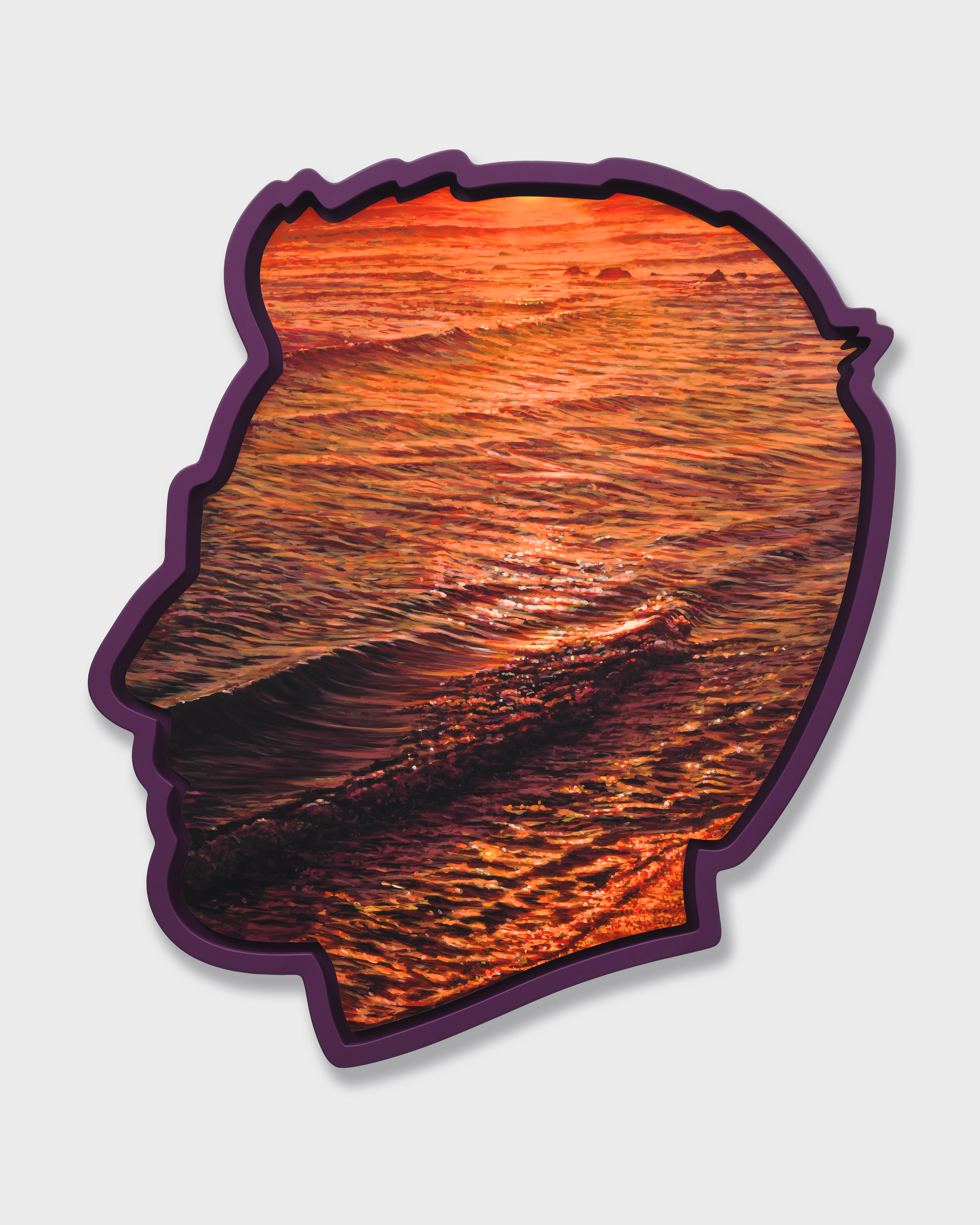 outline of head with brightly coloured image inside