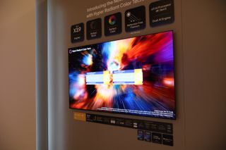 The LG C6 OLED on a wall at LG's demo suite at CES 2026.