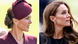 The Princess of Wales wearing the same pearl and diamond earrings on two occasions