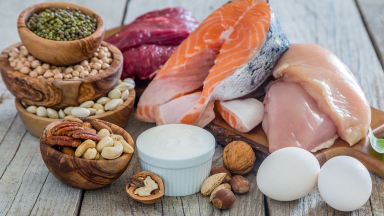 A selection of protein-rich foods