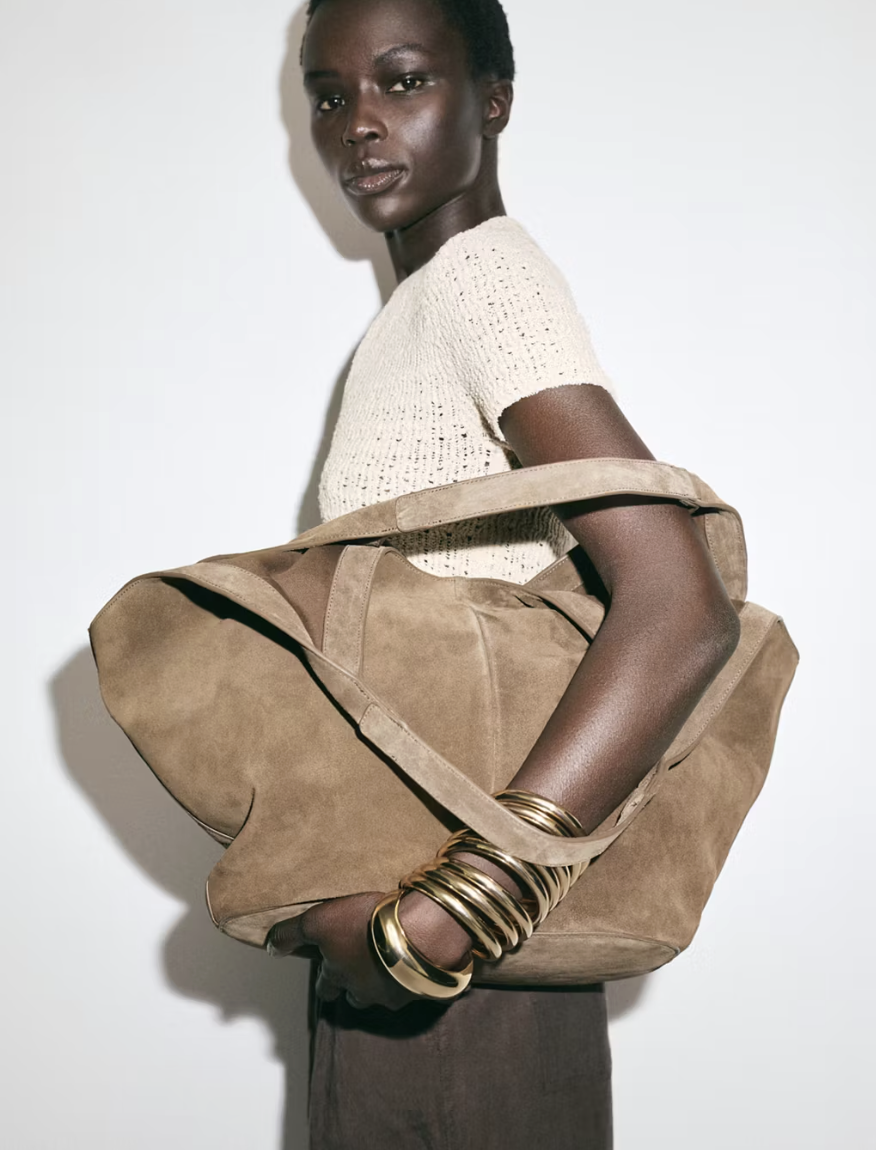 MANGO, Suede Shoulder Bag