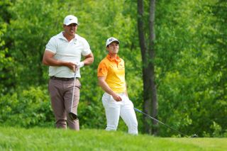 Brooks Koepka and Viktor Hovland in the final round of the 2023 PGA Championship at Oak Hill