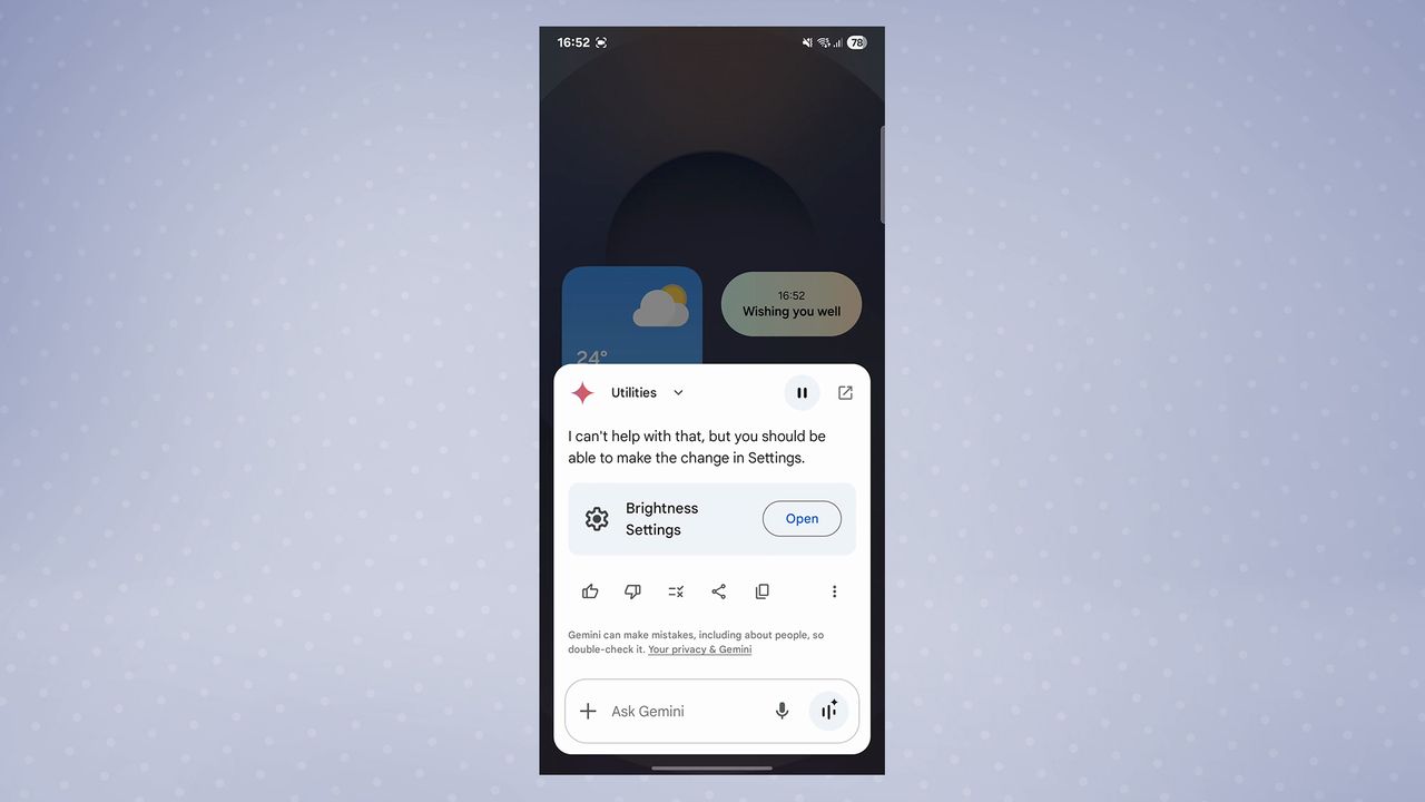 AI Phone assistant face-off Galaxy S25 Ultra brightness settings prompt