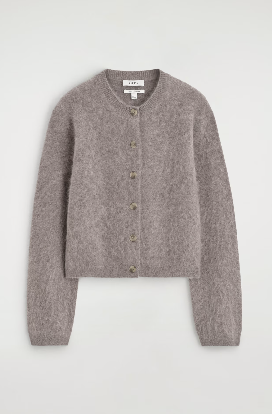 COS, Brushed-Cashmere Crew-Neck Cardigan