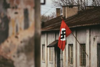 Nazi flag in a village