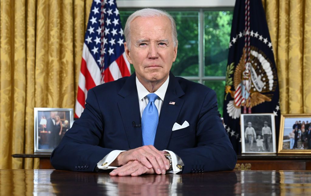 President Joe Biden during an Oval Office address on the debt ceiling. 