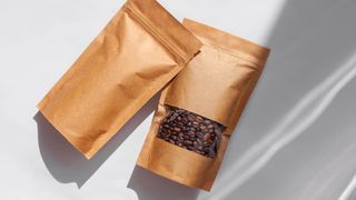 Coffee beans in brown bags