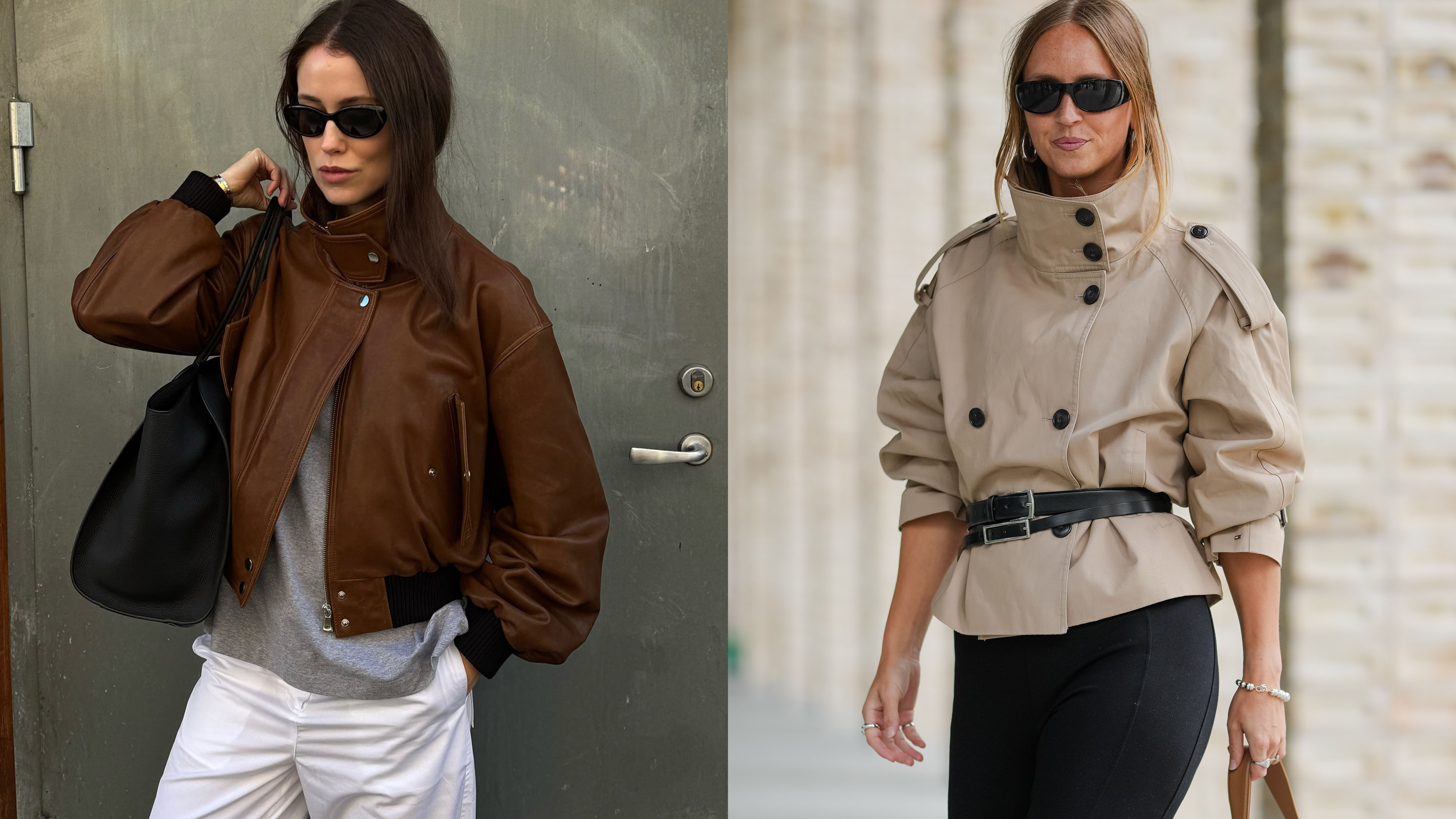 Women in funnel-neck jackets