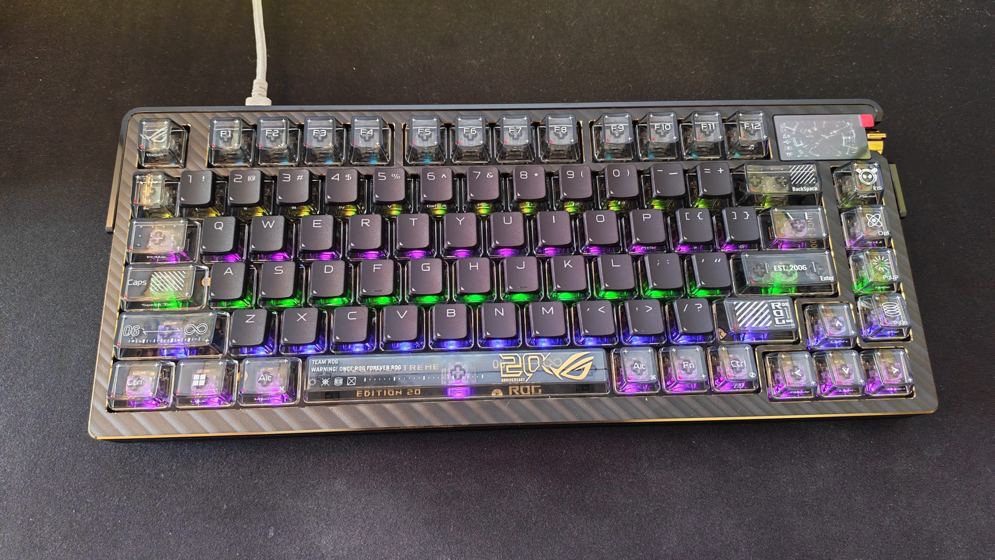 The Asus ROG Azoth Extreme 20 from above