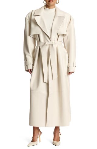 Faux Leather Trench Coat