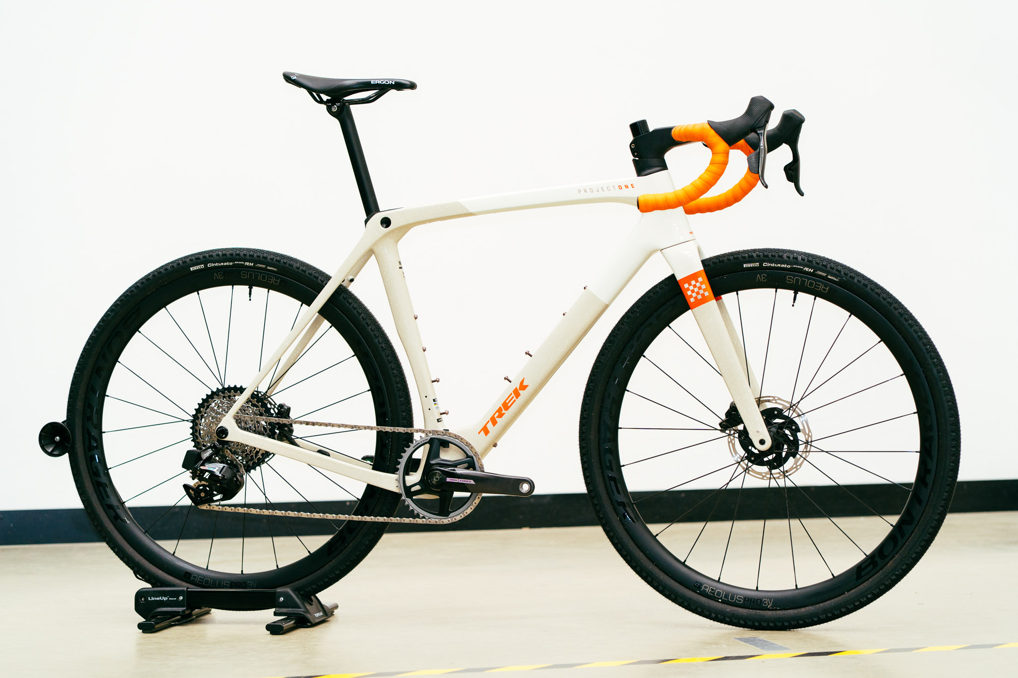 A bike stands against a white background