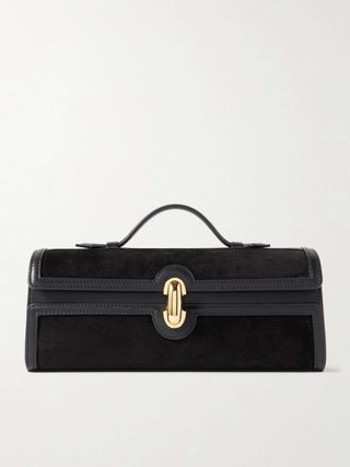 Slim Symmetry Pochette Leather-Trimmed Suede Tote