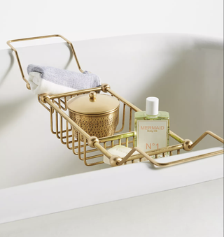 gold bath tray
