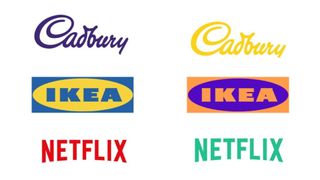 Famous logos in the standard and inverted colours