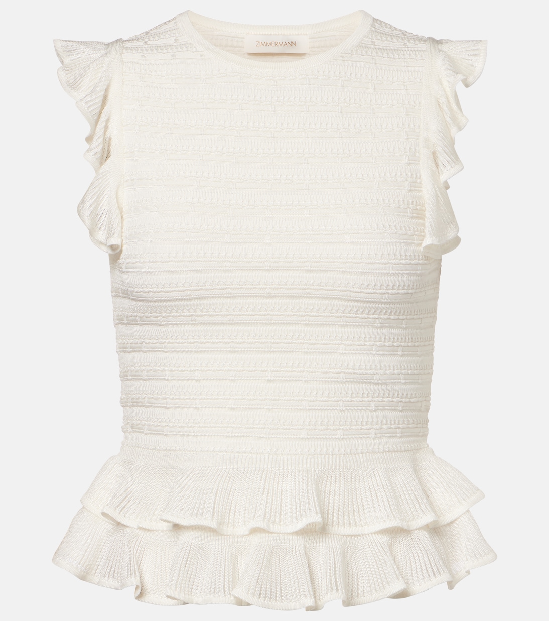 Luna Ruffled Top in White - Zimmermann