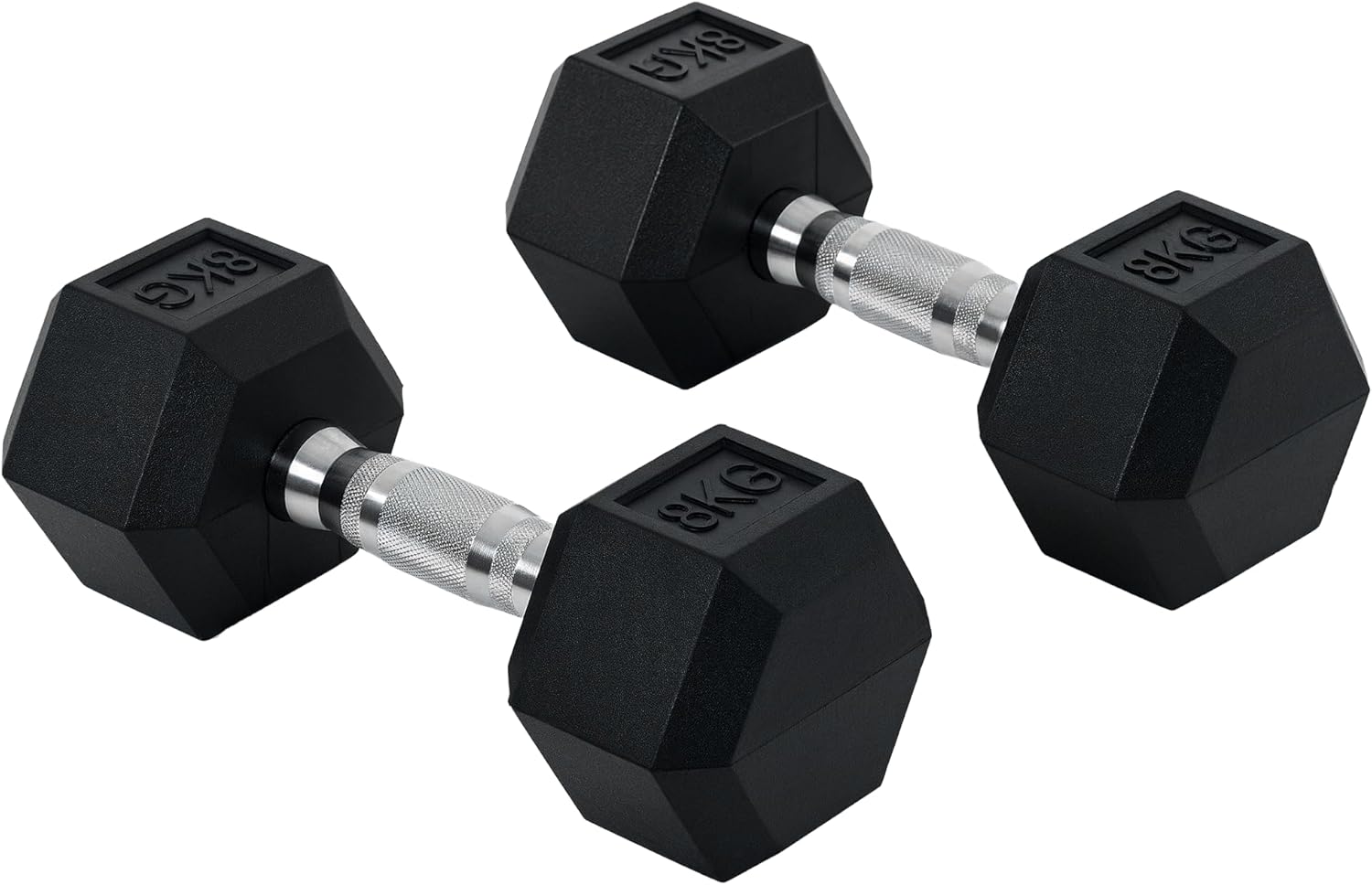 Homcom Rubber Dumbbell Sports Hex Weights Sets Home Gym Fitness Hexagonal Dumbbells Kit Weight Lifting Exercise (2 X 8kg) Black