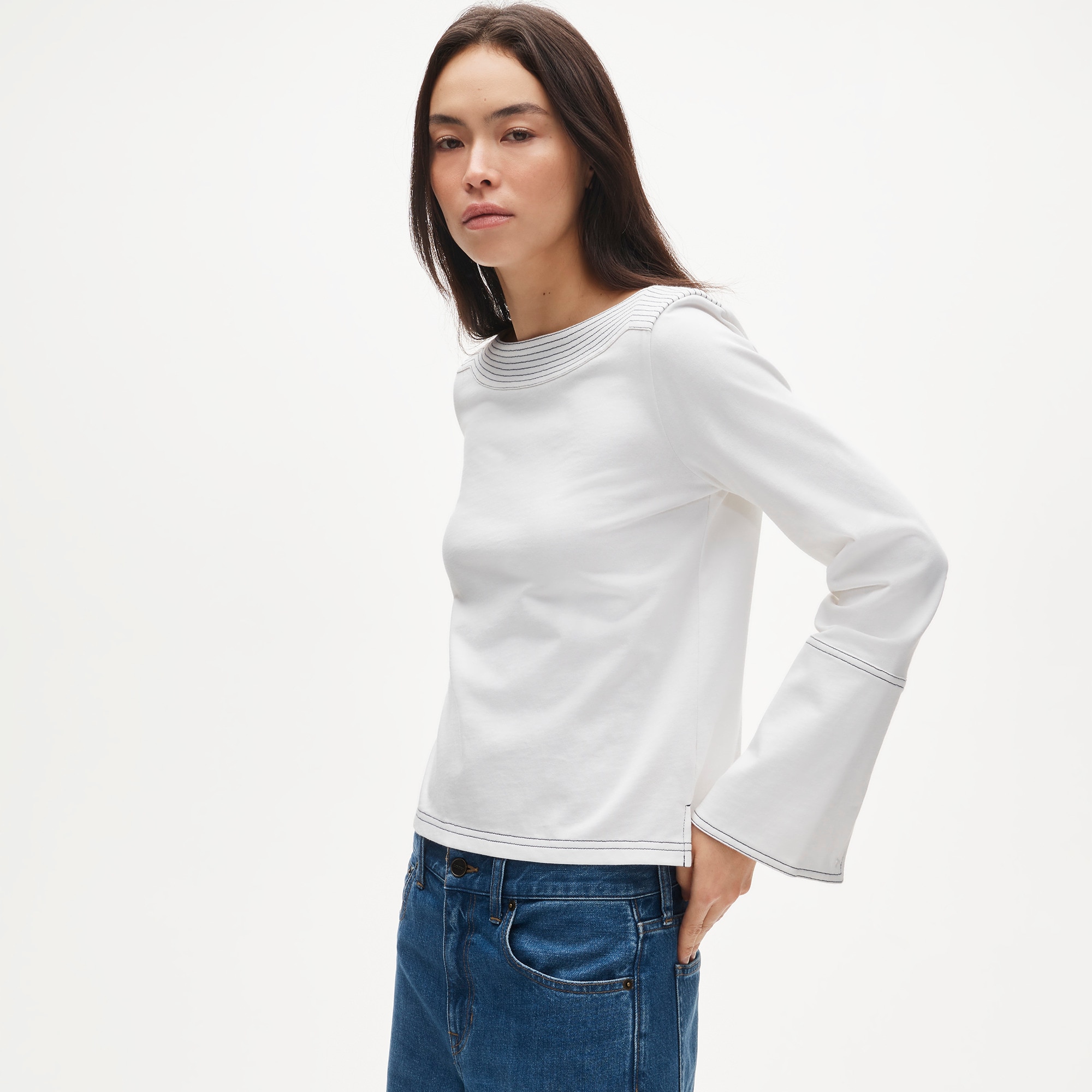 Mariner Jersey Contrast-Stitch Long-Sleeve Shirt