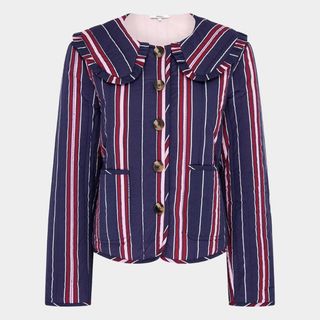 Peggy Quilted Jacket in Navy Stripe