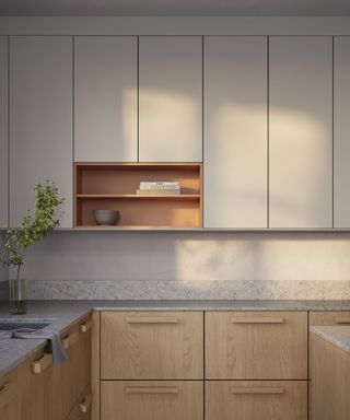 A wood and white IKEA kitchen with custom fronts from Superfront