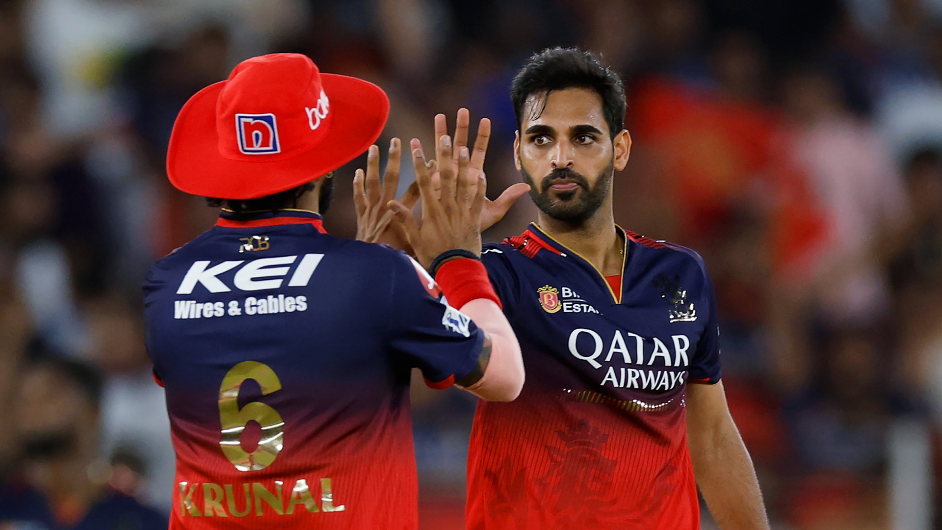 Bhuvneshwar Kumar of Royal Challengers Bengaluru in action in the IPL