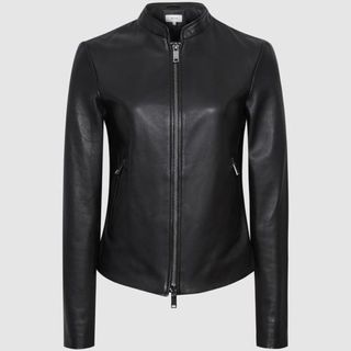 Reiss Collarless Leather Jacket