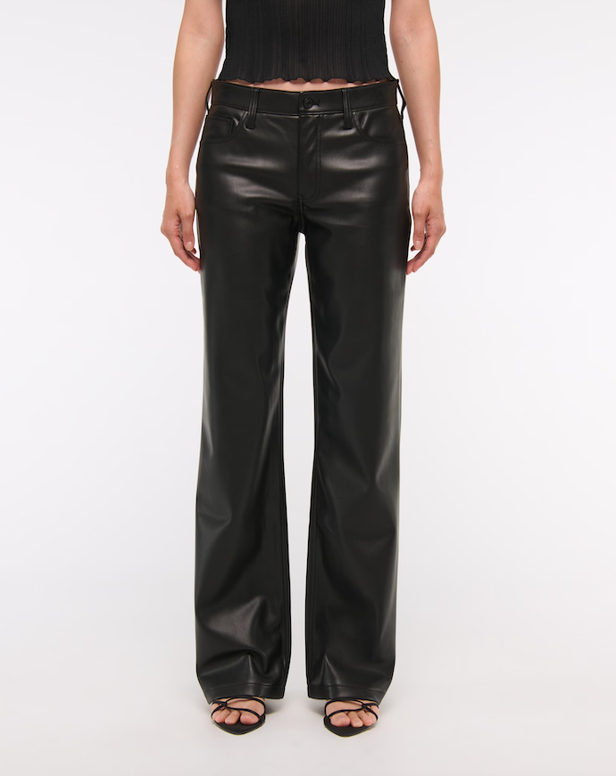 Vegan Leather Low Rise Baggy Pants