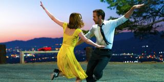 Mia and Seb in the iconic tap scene in _La La Land._