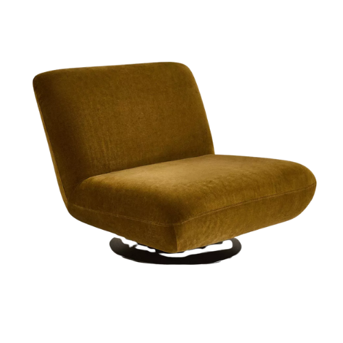 Ochre velvet swivel chair