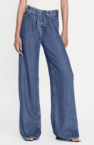 Super Drape Wide Leg Denim Drawstring Pants