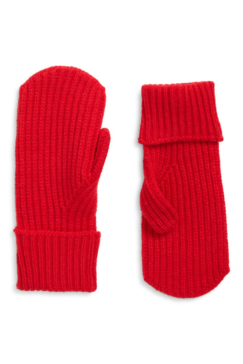 Rib Knit Cuffed Mittens