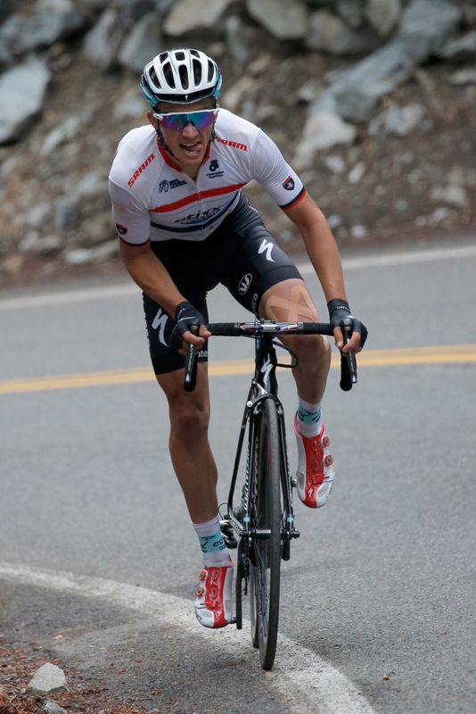 Julian Alaphilippe (Etixx-Quickstep) attacks and goes solo on the slopes of Mount Baldy